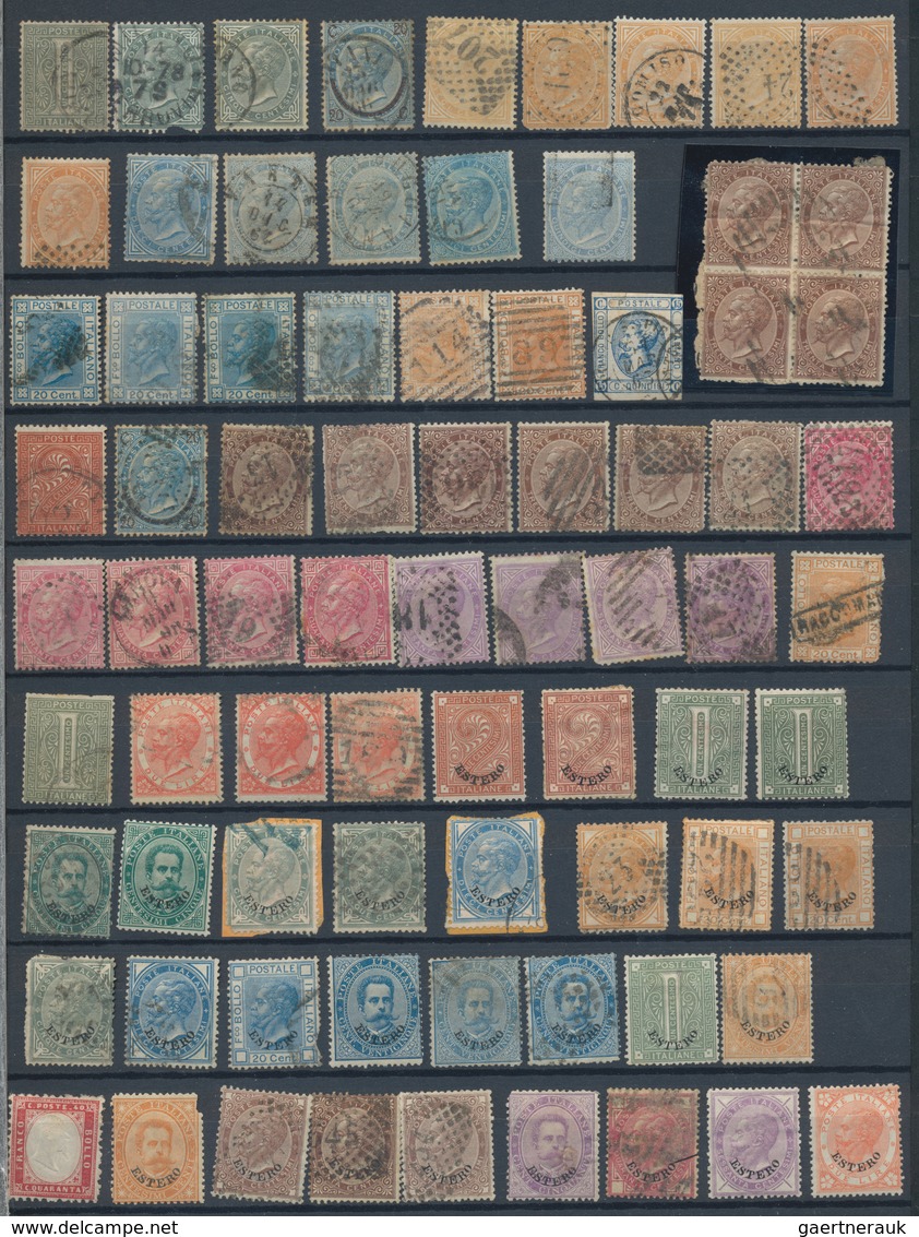 Italien: 1862/1883,  Lot Of Issues 1862/77 Ex 1 C. - 2 Lire Including Some Interesting Postmarks, Di - Verzamelingen