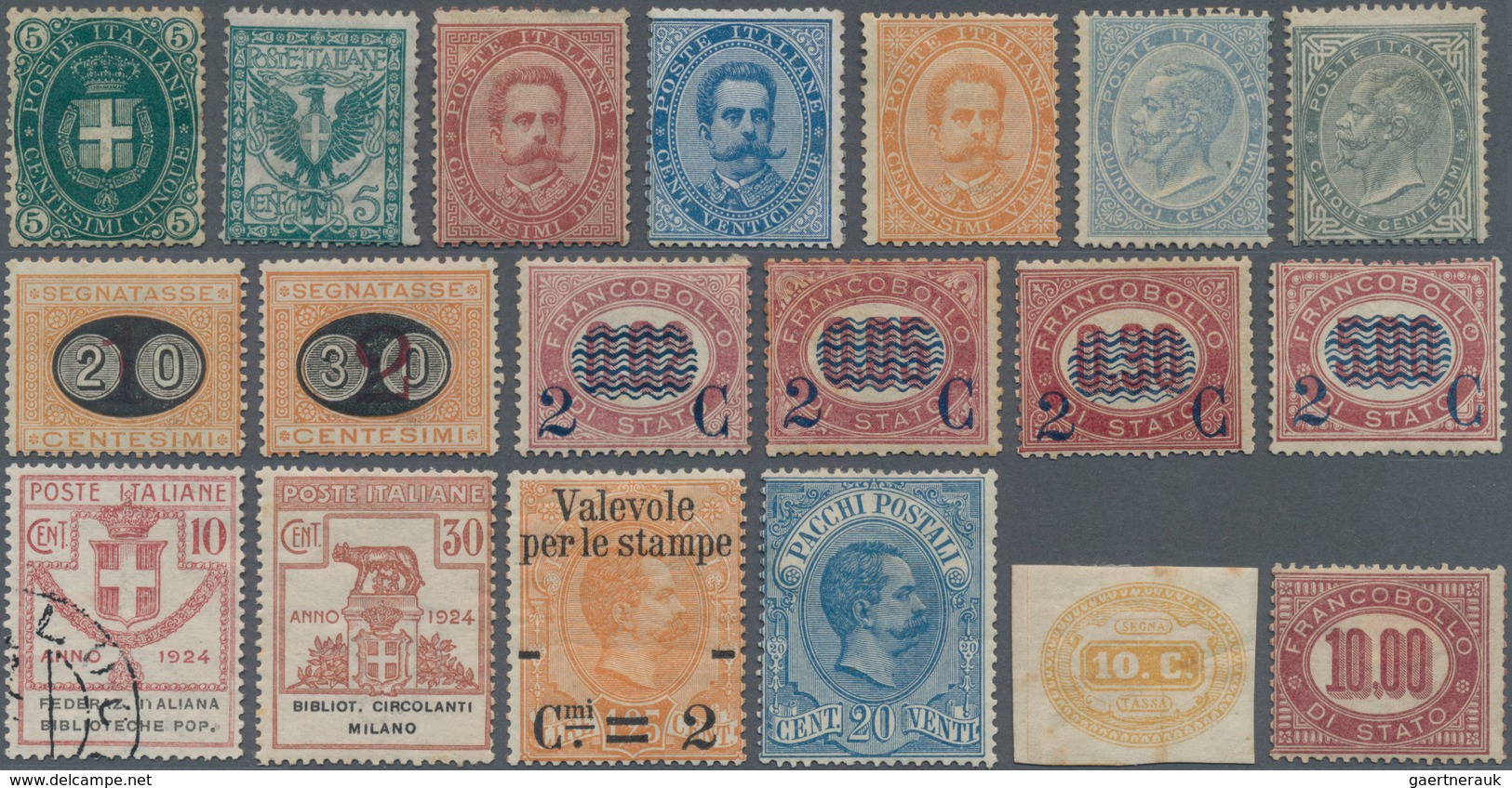 Italien: 1863-1985, Stock of early issues to modern with scarce varieties, mint and used, including