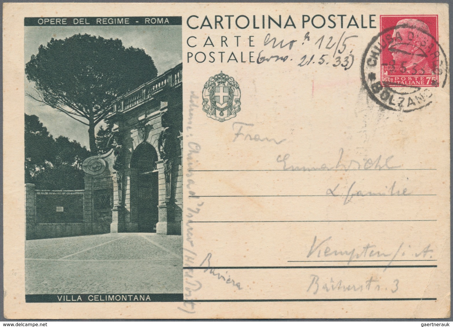 Italien: 1865/2002 Holding Of Ca. 540 Letters, Cards, Postal Stationeries (postal Stationery Postcar - Sammlungen