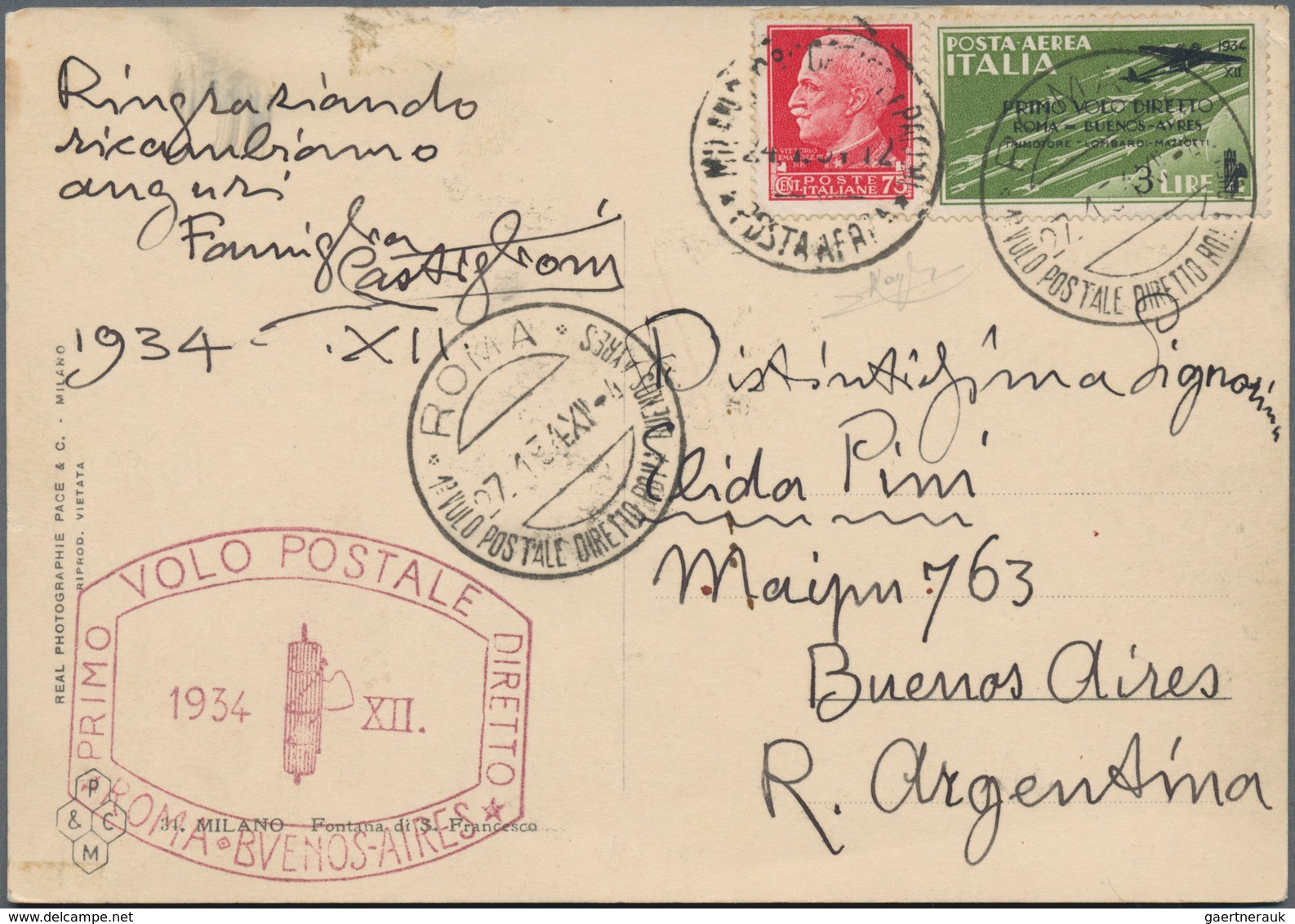 Italien: 1927/1940, AIRMAIL, Lot Of Eight Flight Covers/cards, Mainly First/special Flights: 1.2.192 - Colecciones