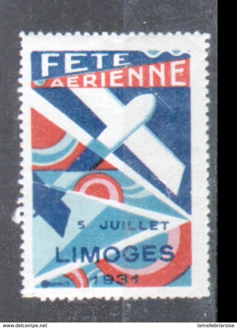 Aviation, Vignette Fete Aerienne De Limoges 1931 - Luchtvaart