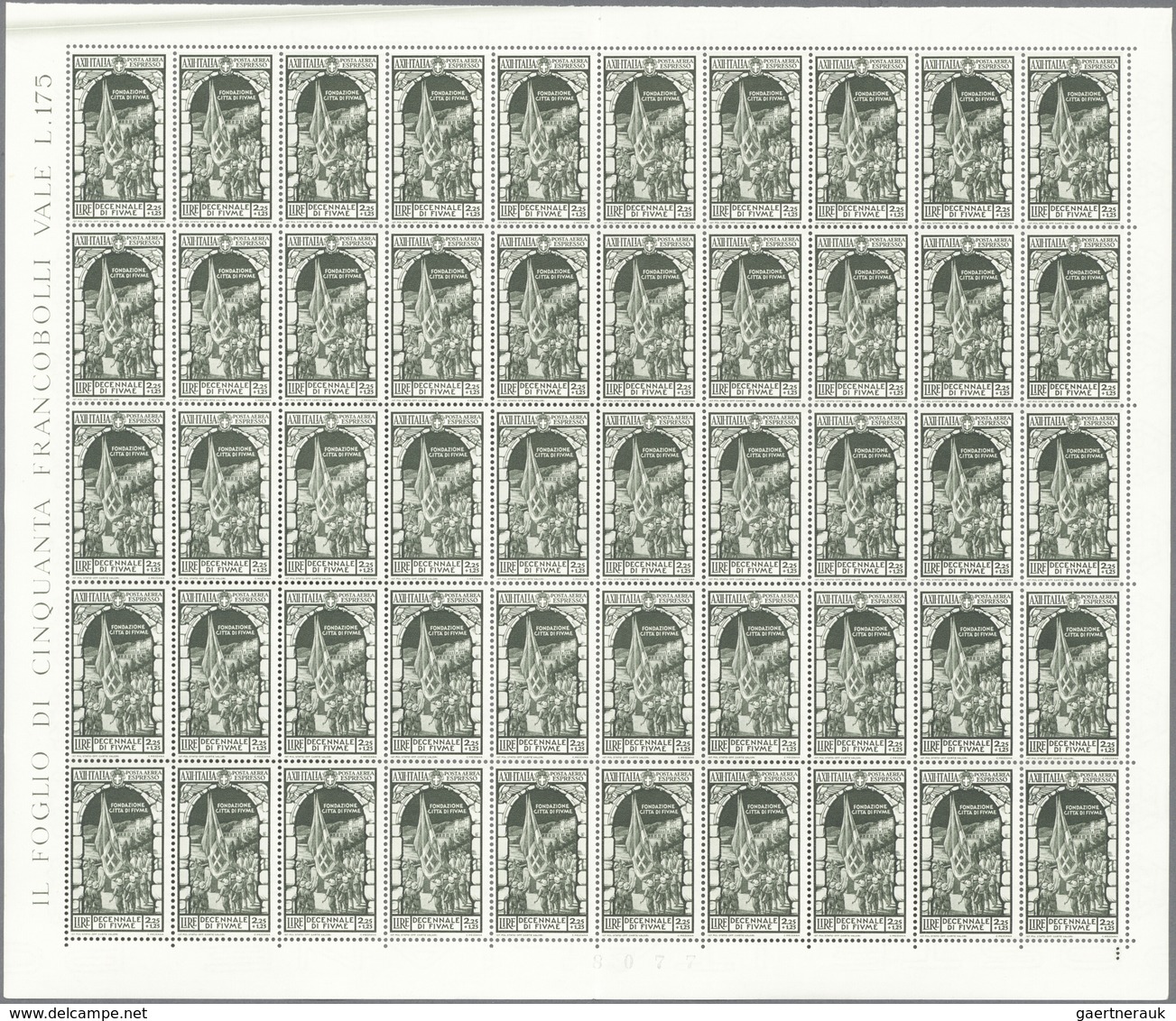 Italien: 1934, Fiume Decennial Issue Eight Values 25 C. Green To 4,50+2,00 Lire Carmine In Mint Neve - Sammlungen