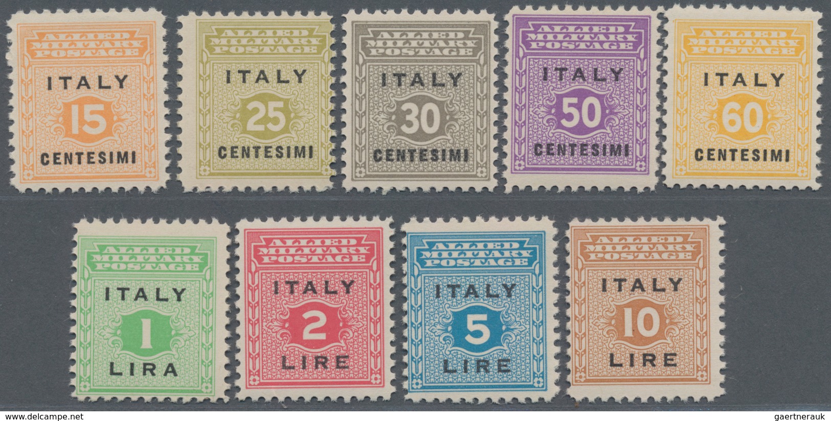 Italien - Alliierte Militärregierung - Sizilien: 1943, Numeral Definitives (‚Allied Military Postage - Ocu. Anglo-Americana: Sicilia