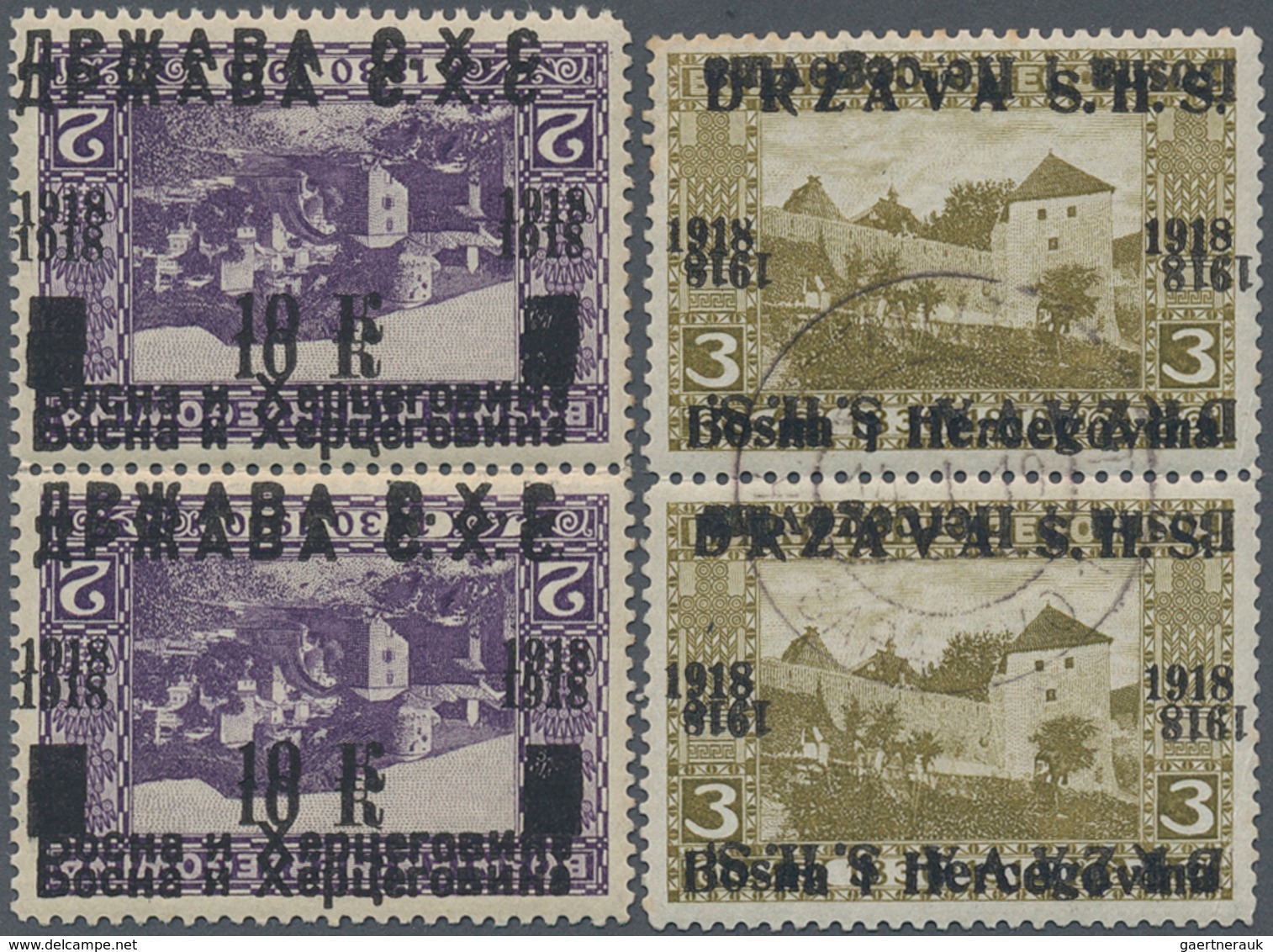 Jugoslawien: 1918/1919, Overprints On Bosnia, Specialised Assortment Of Apprx. 55 Stamps Showing Mai - Covers & Documents