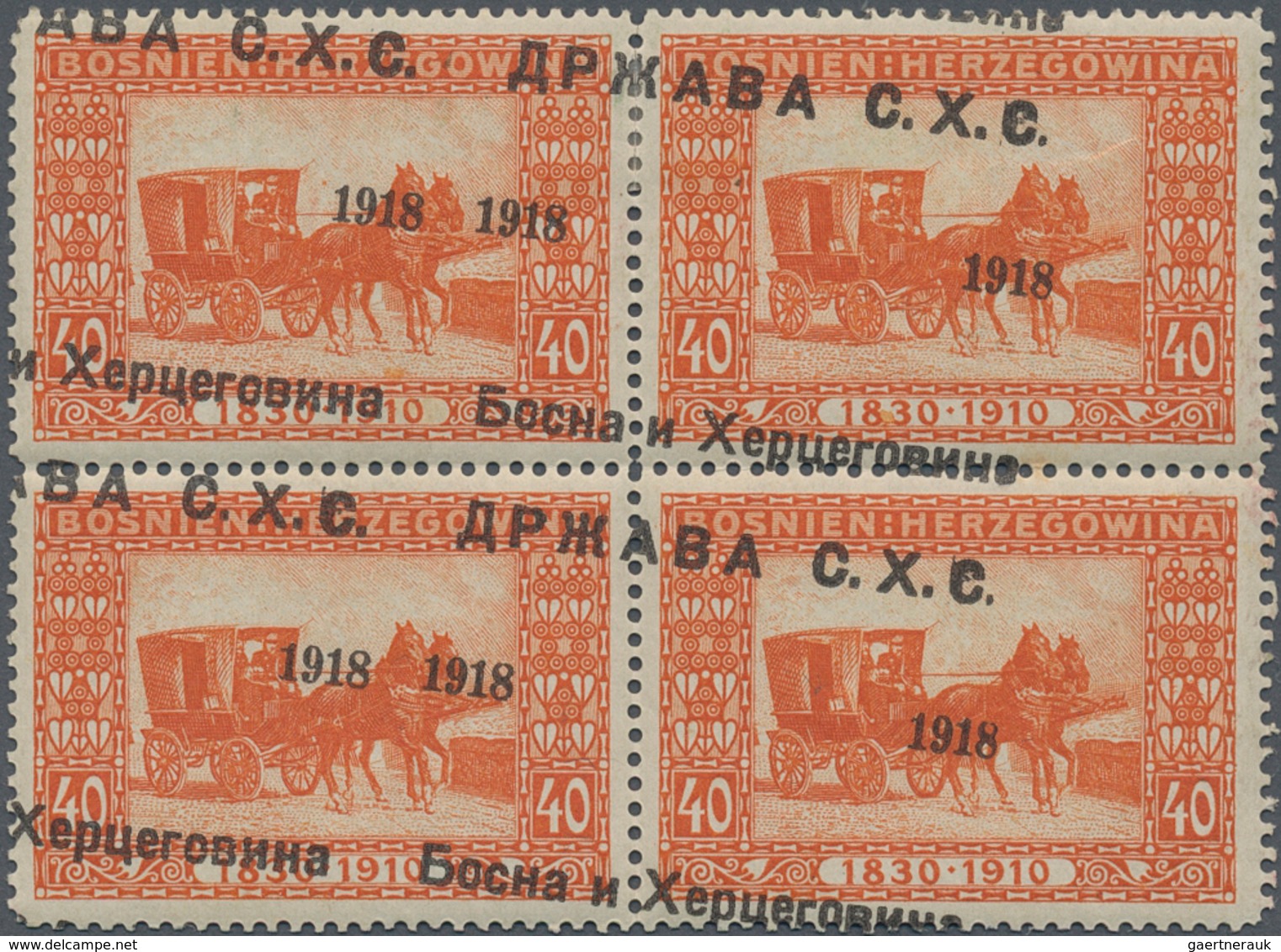 Jugoslawien: 1918/1919, Overprints On Bosnia, Specialised Assortment Of Apprx. 55 Stamps Showing Mai - Lettres & Documents