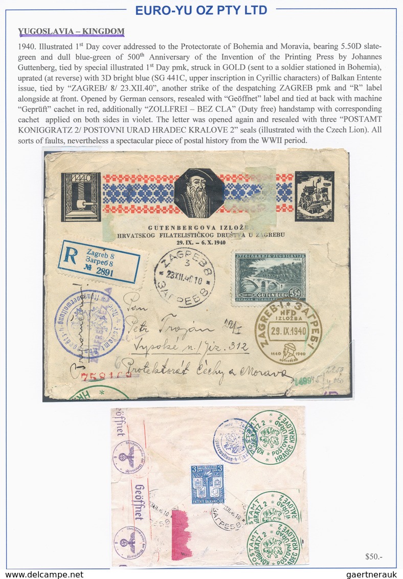 Jugoslawien: 1918/1948, Collection Of 47 Better Covers/cards Mounted On Written Up Album Pages, Show - Cartas & Documentos