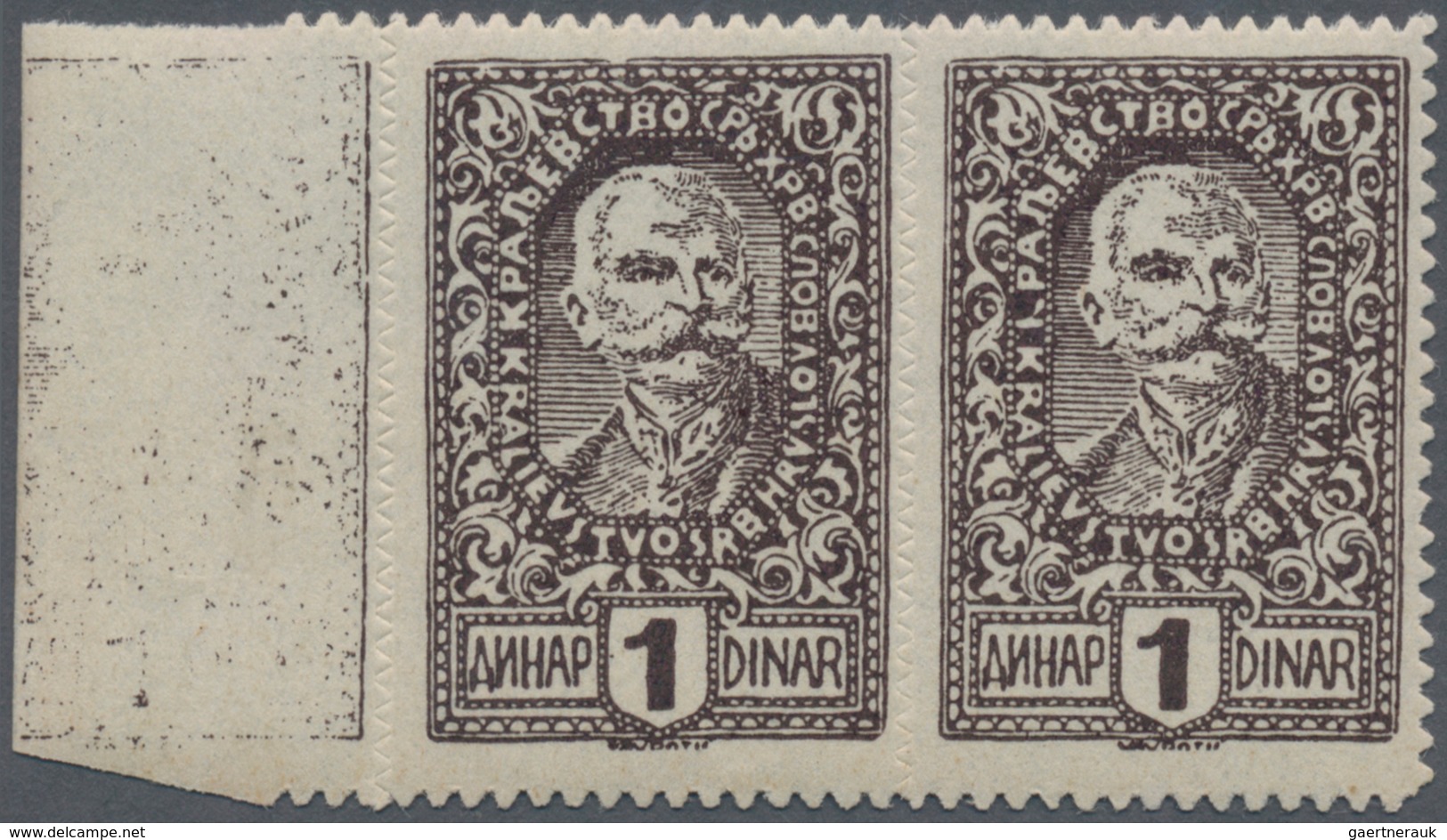 Jugoslawien: 1920, Dinar Currency 1d. "King Peter", Specialised Assortment Of Apprx. 36 Stamps, Show - Lettres & Documents