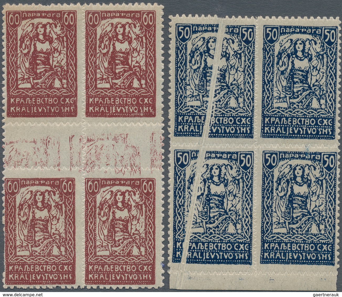 Jugoslawien: 1920, Dinar Currency Design "Yugoslavia", Specialised Assortment Of Apprx. 100 Stamps, - Briefe U. Dokumente