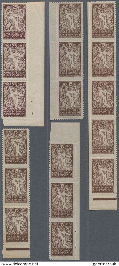 Jugoslawien: 1920. "Chanbreakers" Varieties. Four Stock Card With Various Degrees Of OFFSETS Of The - Brieven En Documenten