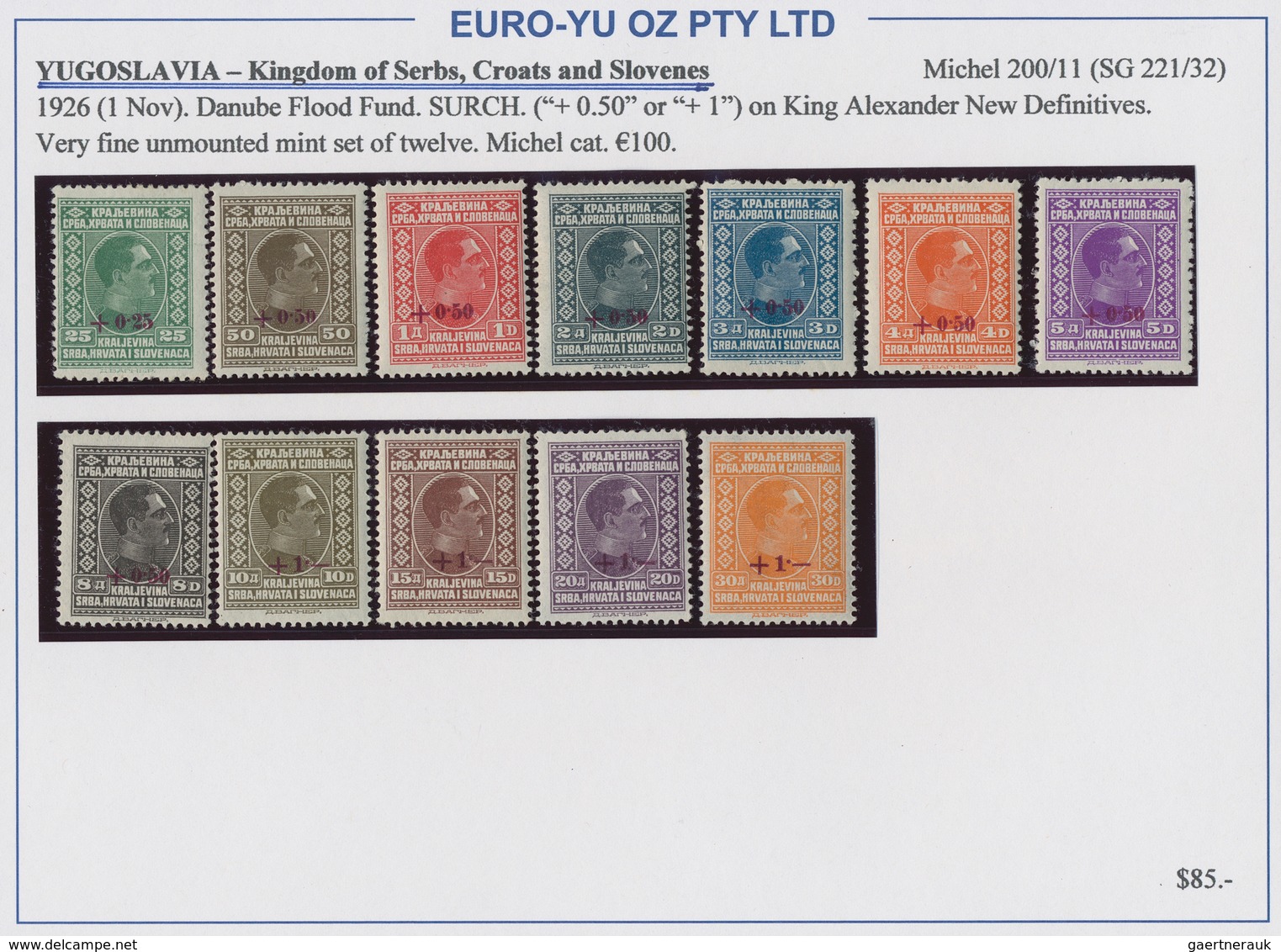 Jugoslawien: 1921/1943, Mainly U/m Assortment On Retail Cards, Comprising Definitive Sets, Commemora - Briefe U. Dokumente