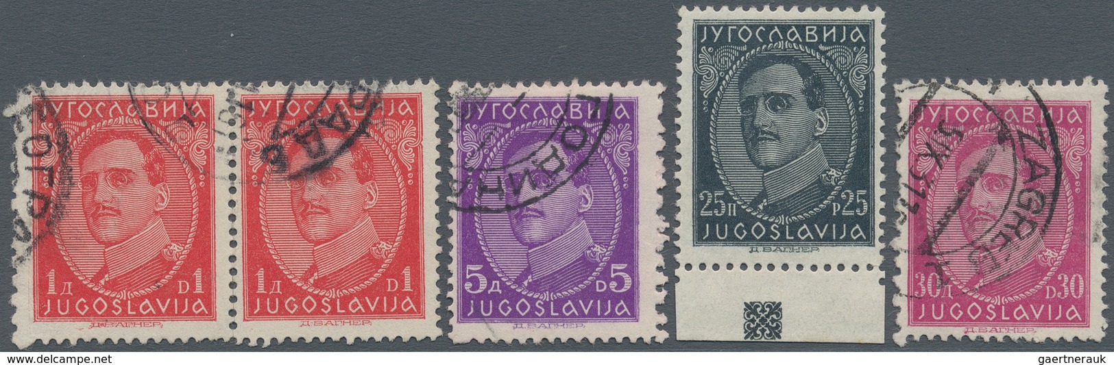 Jugoslawien: 1931/1933, Definitives "King Alexander", Specialised Assortment Of Apprx. 59 Stamps, Sh - Cartas & Documentos