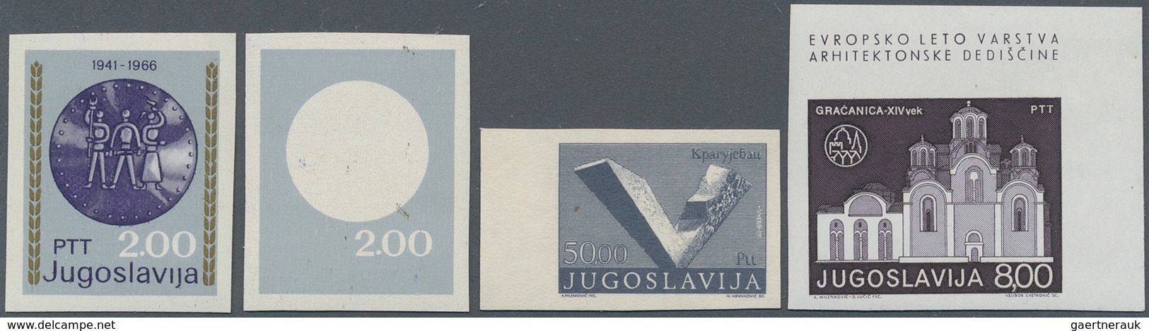 Jugoslawien: 1966/1981, U/m Assortment Of Apprx. 40 Stamps Showing Varieties Like Imperf, Partly Imp - Lettres & Documents