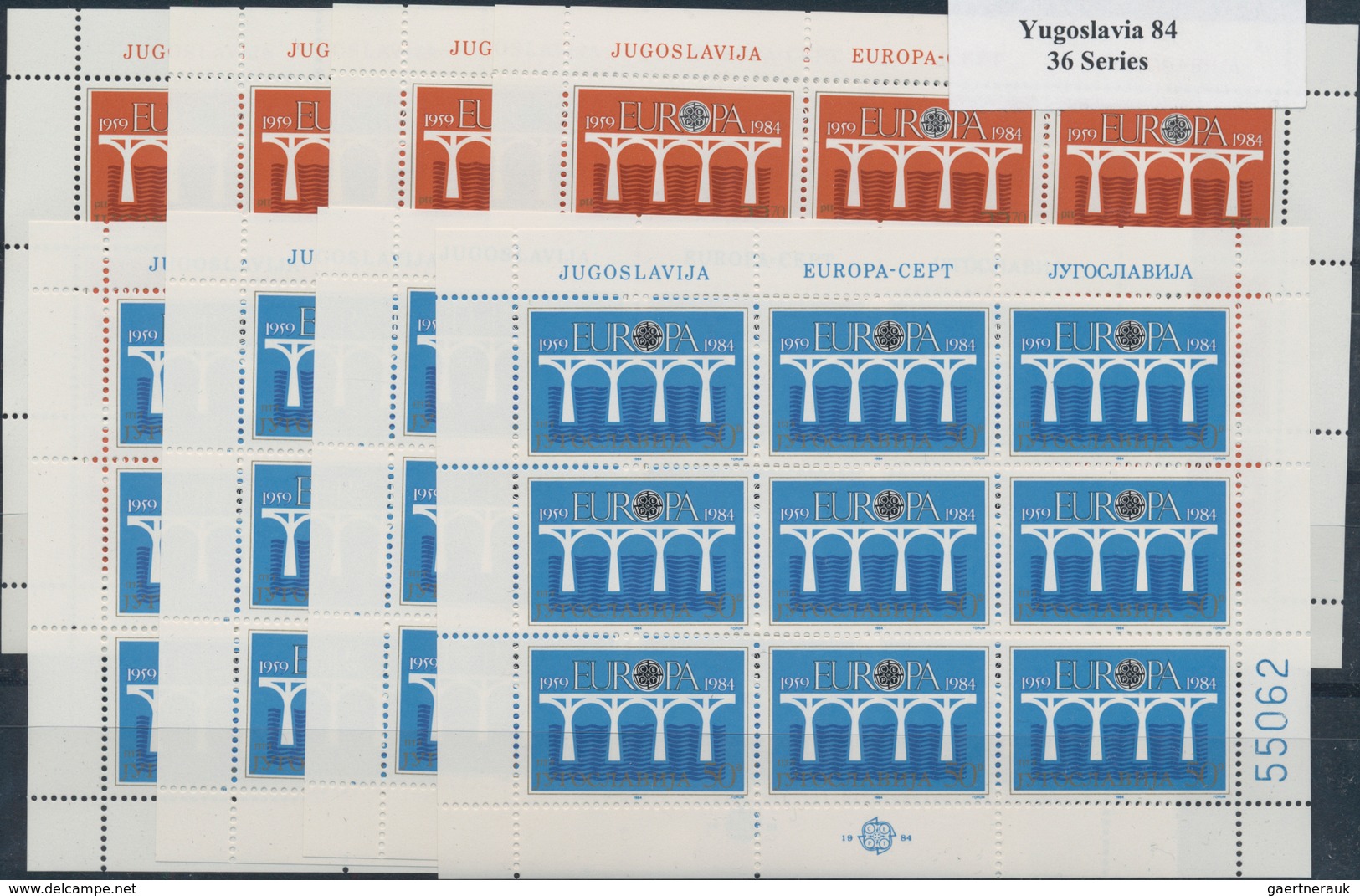 Jugoslawien: 1984, Europa (25 Years Of CEPT), 360 Sets Of Minature Sheets With 9 Stamps Each (= 3240 - Lettres & Documents