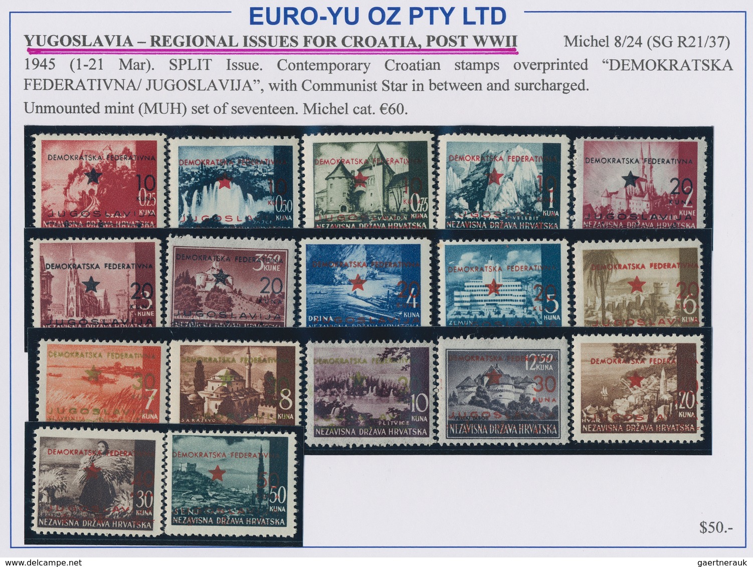 Jugoslawien - Volksrepubliken 1945: Kroatien: 1945, Issues For Croatia, Bosnia, Venezia, U/m Assortm - Kroatien