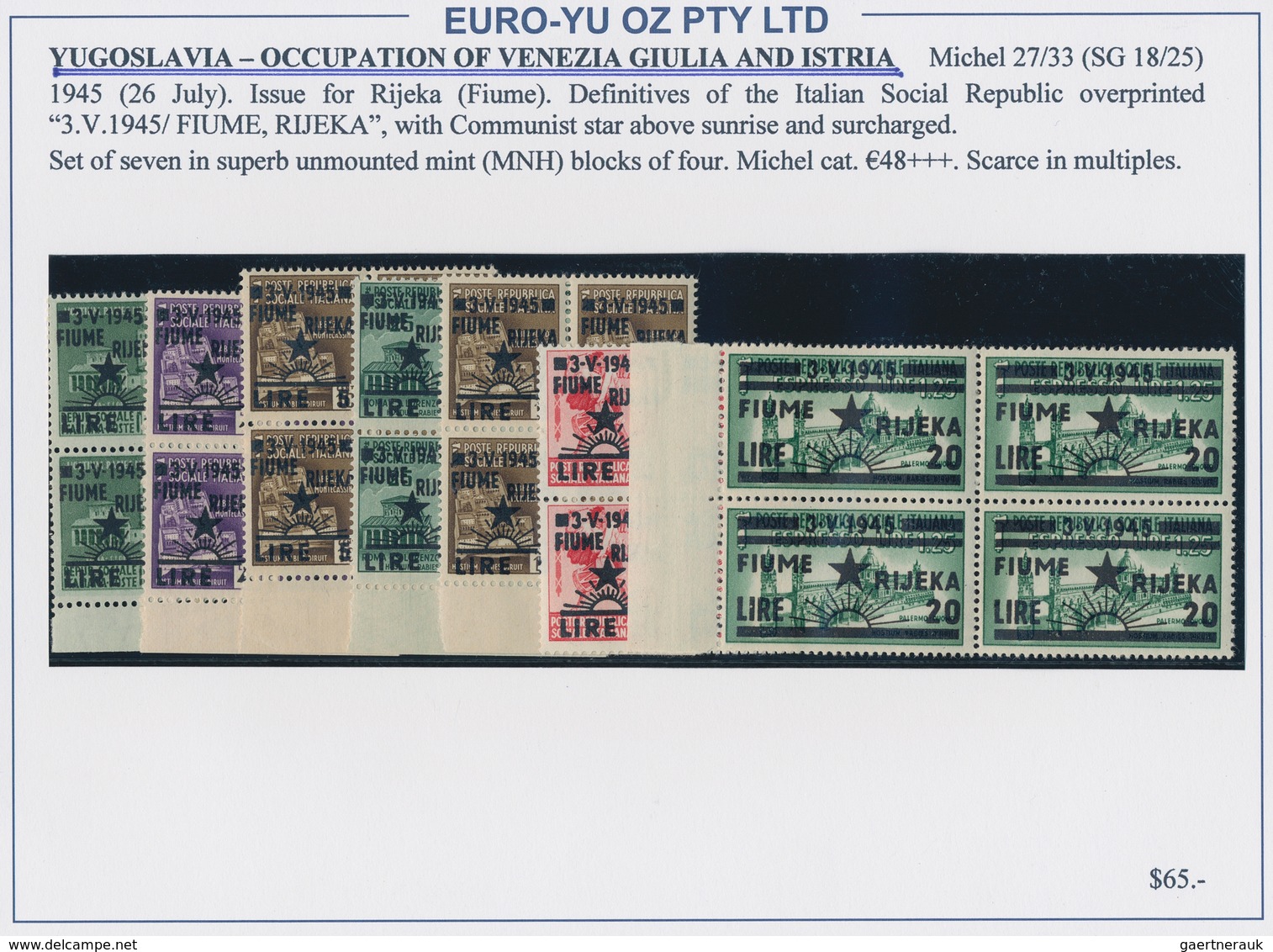 Jugoslawien - Volksrepubliken 1945: Kroatien: 1945, Issues For Croatia, Bosnia, Venezia, U/m Assortm - Croacia