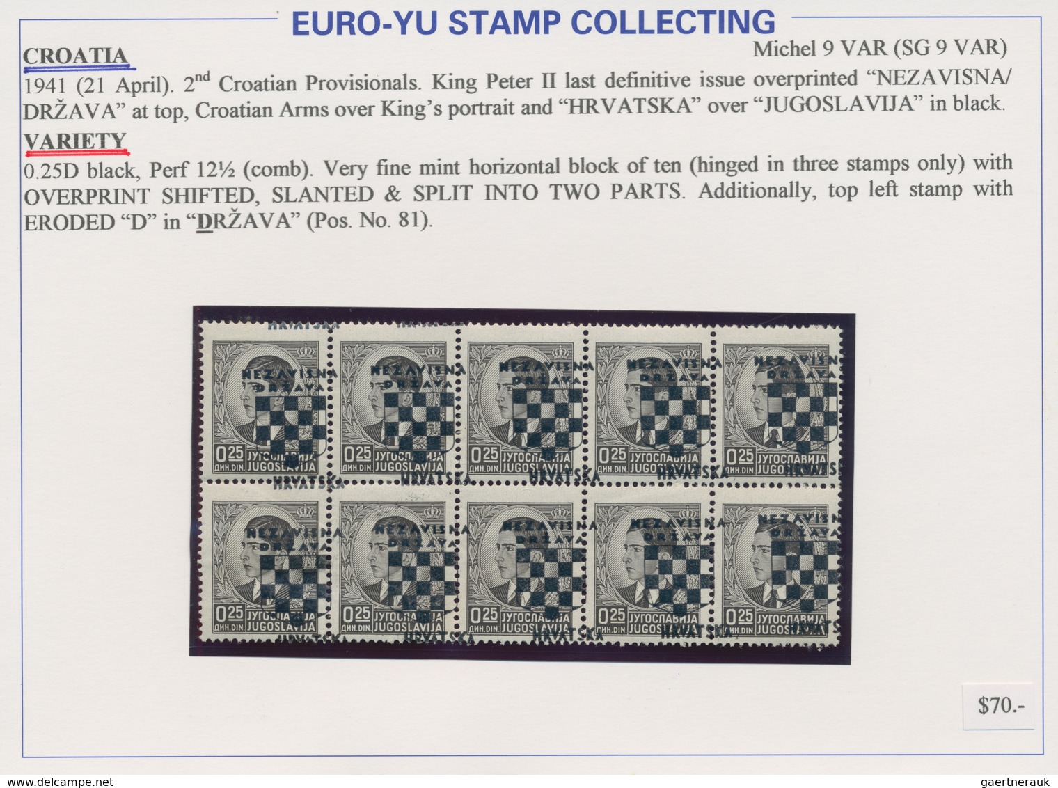 Kroatien: 1941, Overprints Incl. Postage Dues, Specialised Mint Assortment Of Apprx. 248 Stamps (mai - Kroatien