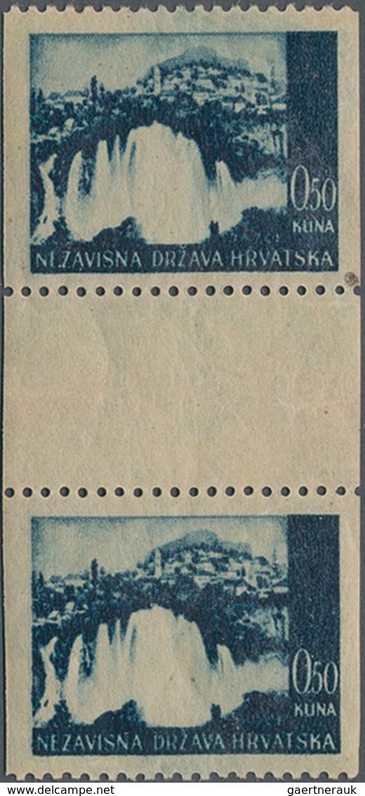 Kroatien: 1941/1942, Definitives "Pictorials", 0.50k. Blackish Blue "Jajce Waterfall", Specialised A - Kroatien