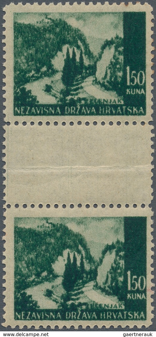 Kroatien: 1941/1942, Definitives "Pictorials", 1.50k. Deep Green "Zelenjak", Specialised Assortment - Croacia