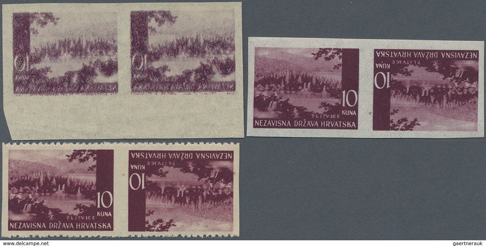 Kroatien: 1941/1942, Definitives "Pictorials", 10k. Deep Lilac "Lake Plitvice", Specialised Assortme - Kroatien