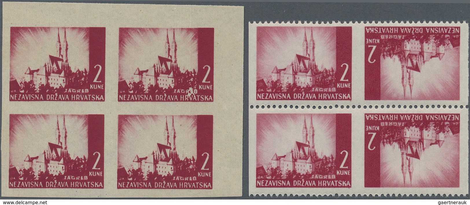 Kroatien: 1941/1942, Definitives "Pictorials", 2k. Brownish Carmine "Zagreb Cathredal", Specialised - Kroatien