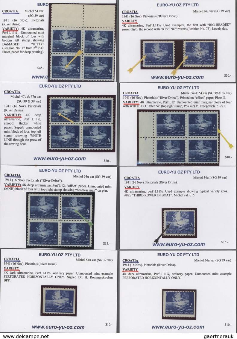 Kroatien: 1941/1942, Definitives "Pictorials", 4k. Ultramarine "River Drina", Specialised Assortment - Croatia