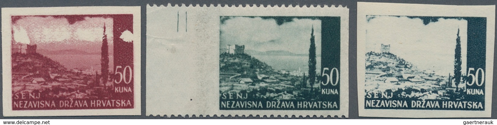 Kroatien: 1941/1942, Definitives "Pictorials", 50k. Blackish Green "Senj", Specialised Assortment Of - Croacia