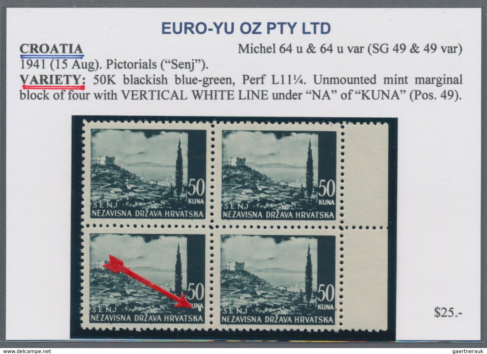 Kroatien: 1941/1942, Definitives "Pictorials", 50k. Blackish Green "Senj", Specialised Assortment Of - Croacia