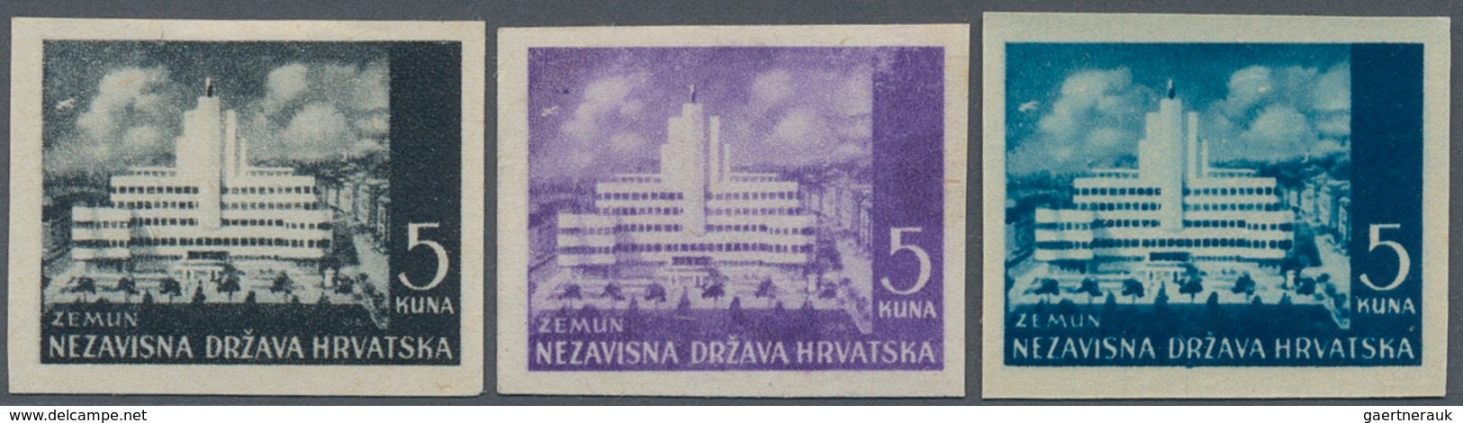 Kroatien: 1941/1942, Definitives "Pictorials", 5k. Blackish Blue "Zemun", Specialised Assortment Of - Kroatien