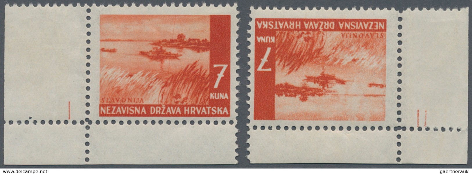 Kroatien: 1941/1942, Definitives "Pictorials", 7k. Brownish Red "River Sava", Specialised Assortment - Kroatien