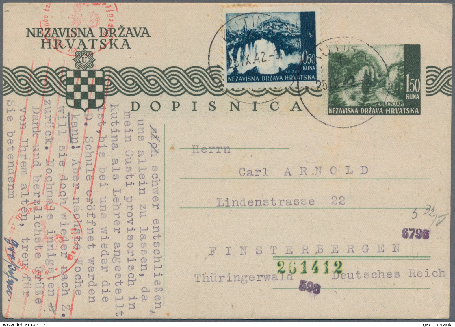 Kroatien: 1941/1943, Assortment Of 22 (mainly Commercial) Covers/cards Incl. Used Stationeries, Incl - Kroatien