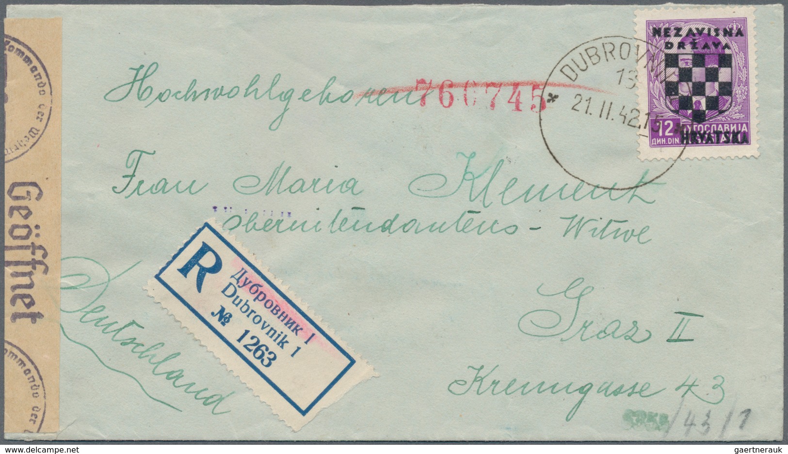 Kroatien: 1941/1943, Assortment Of 22 (mainly Commercial) Covers/cards Incl. Used Stationeries, Incl - Kroatien