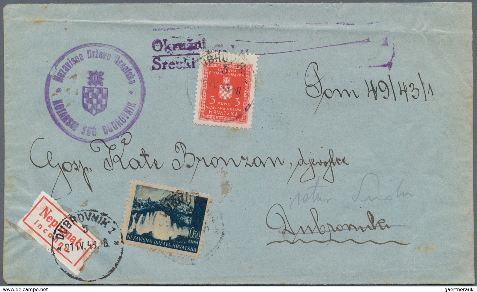 Kroatien: 1941/1944, Assortment Of 21 (mainly Commercial) Covers/cards, Incl. Registered And Censore - Kroatien