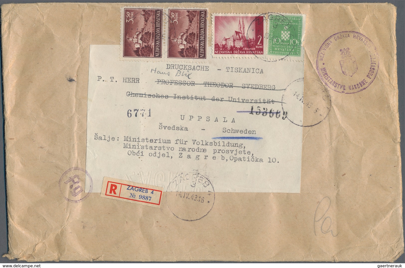 Kroatien: 1941/1944, Assortment Of Apprx. 85 Covers/cards/used Stationeries, Mainly Commercial Mail, - Kroatien