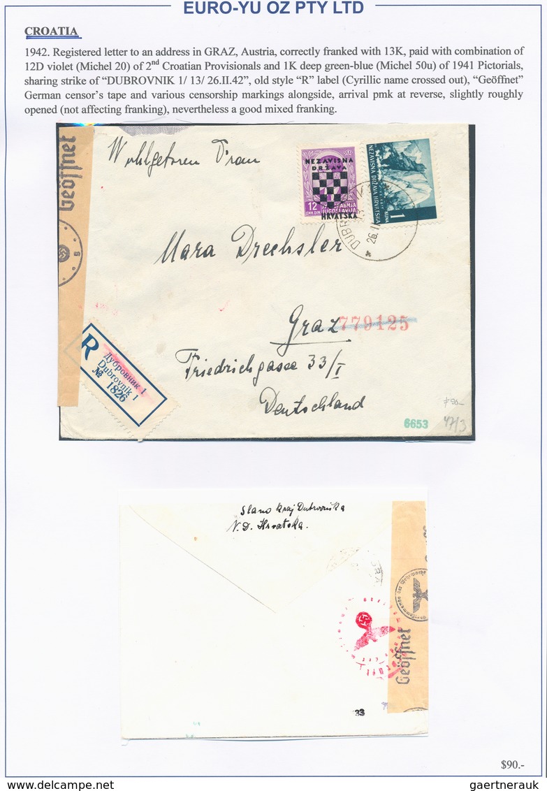 Kroatien: 1941/1944, Collection Of 40 (mainly Commercial) Covers On Written Up Album Pages, Comprisi - Croacia