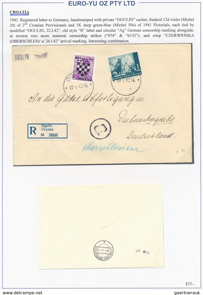 Kroatien: 1941/1944, Collection Of 40 (mainly Commercial) Covers On Written Up Album Pages, Comprisi - Kroatien