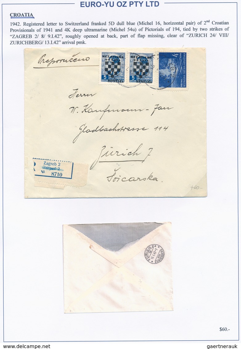 Kroatien: 1941/1944, Collection Of 40 (mainly Commercial) Covers On Written Up Album Pages, Comprisi - Croacia