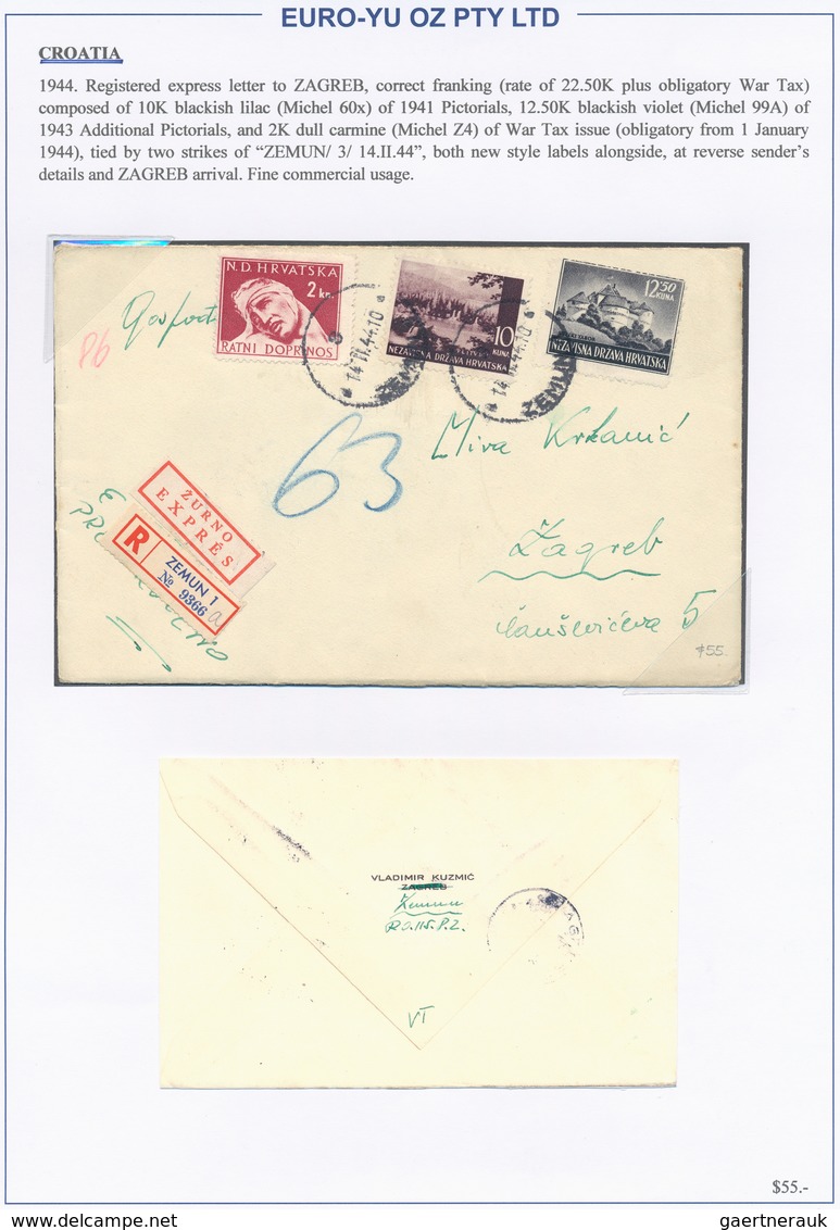 Kroatien: 1941/1944, collection of 40 (mainly commercial) covers on written up album pages, comprisi