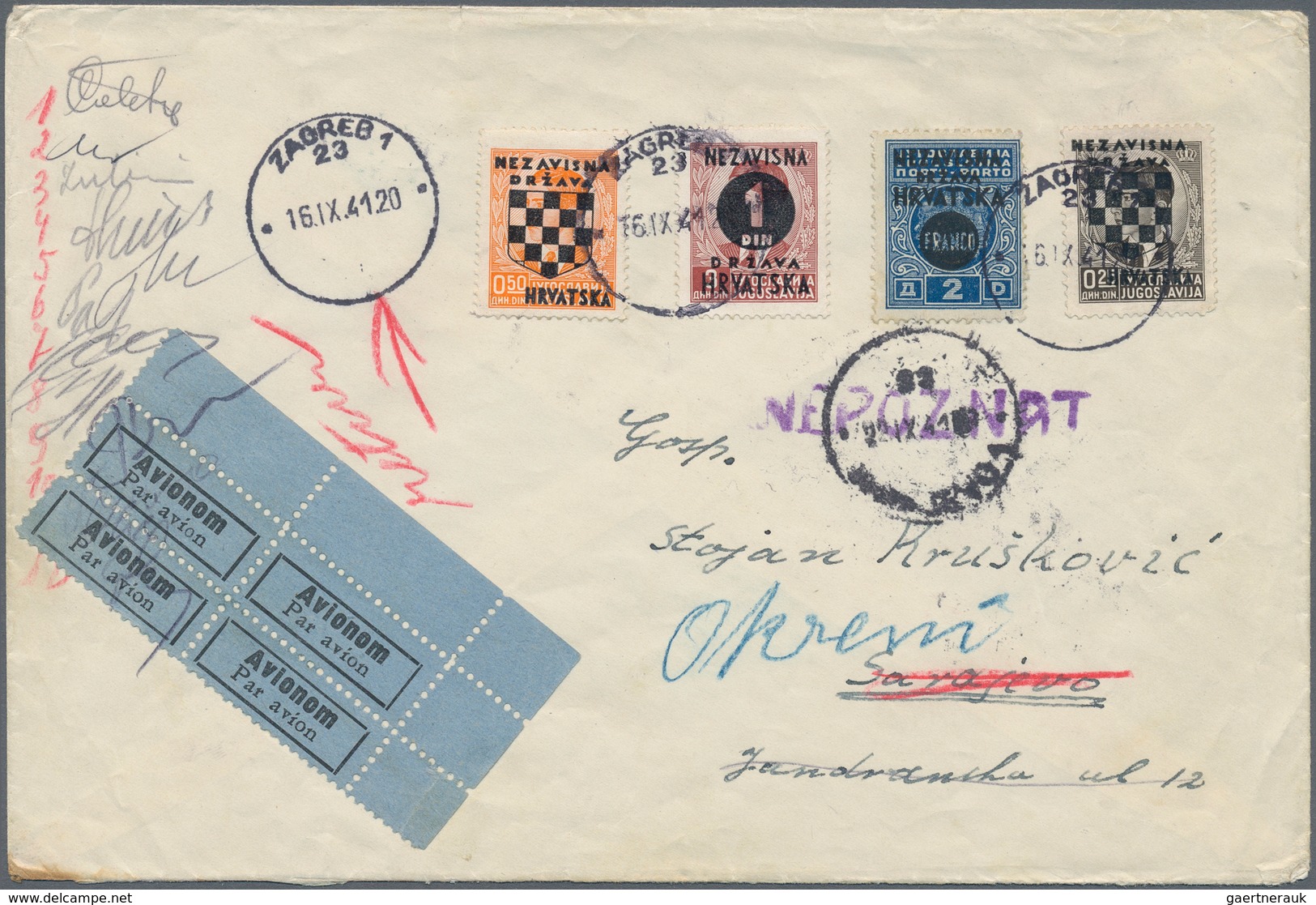 Kroatien: 1941/1944, Collection Of Apprx. 60 Commercial Covers Showing A Nice Range Of Interesting F - Croacia