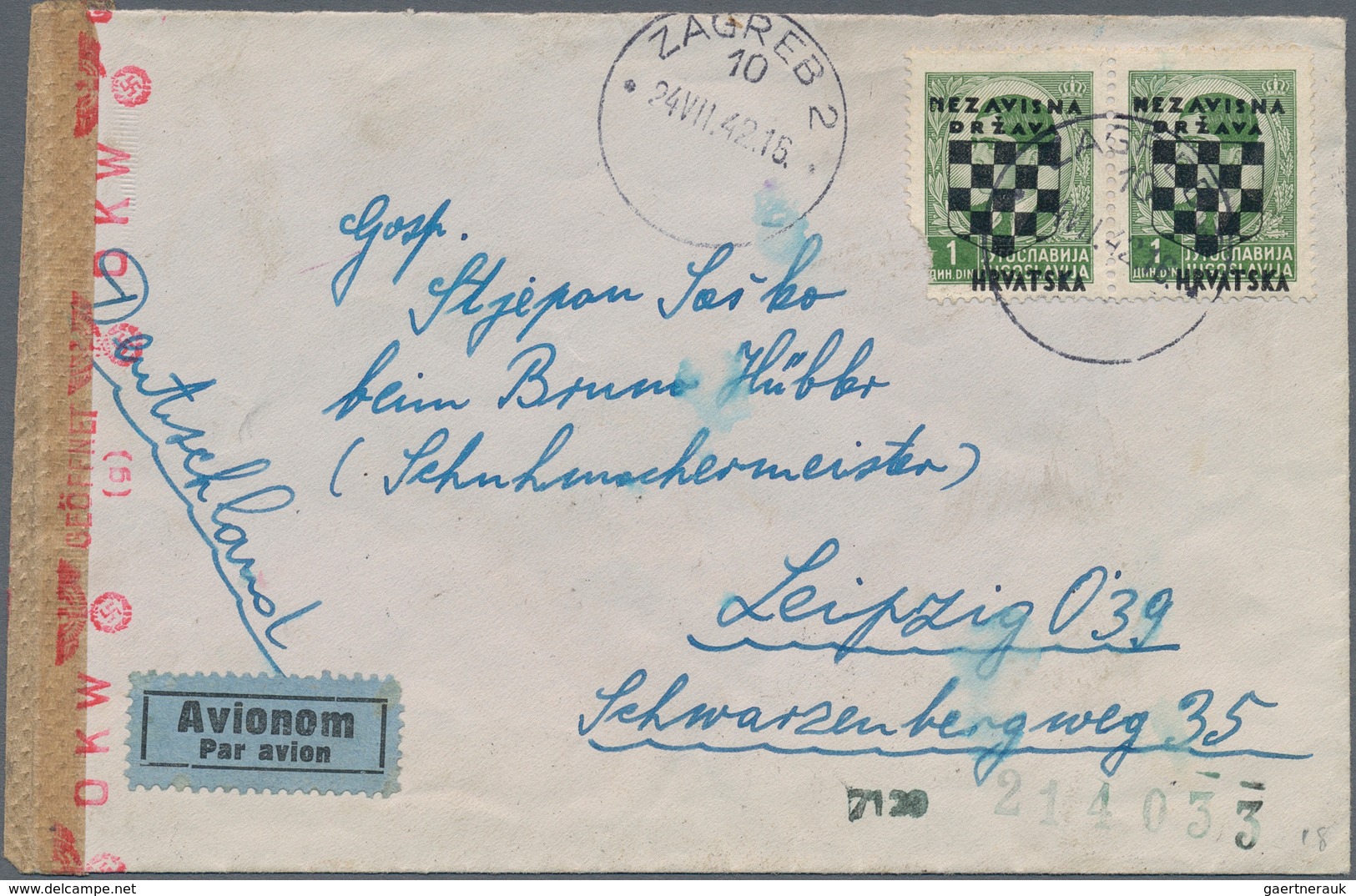 Kroatien: 1941/1944, collection of apprx. 60 commercial covers showing a nice range of interesting f
