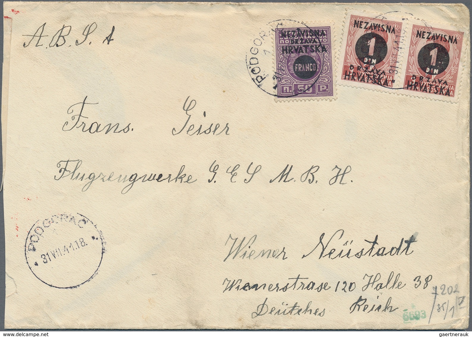 Kroatien: 1941/1944, collection of apprx. 60 commercial covers showing a nice range of interesting f