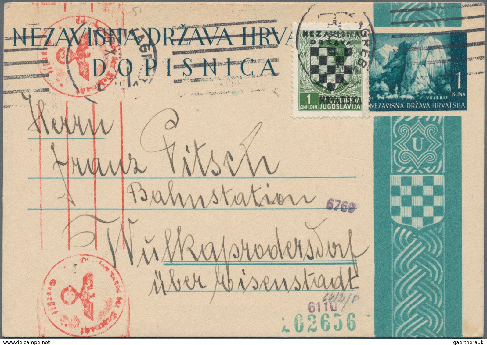 Kroatien: 1941/1944, Lot Of 46 Cards Incl. 28 Used Stationeries (some Of Them Uprated), Showing A Ni - Croacia