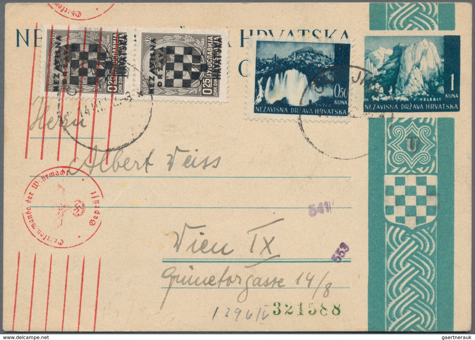 Kroatien: 1941/1944, lot of 46 cards incl. 28 used stationeries (some of them uprated), showing a ni