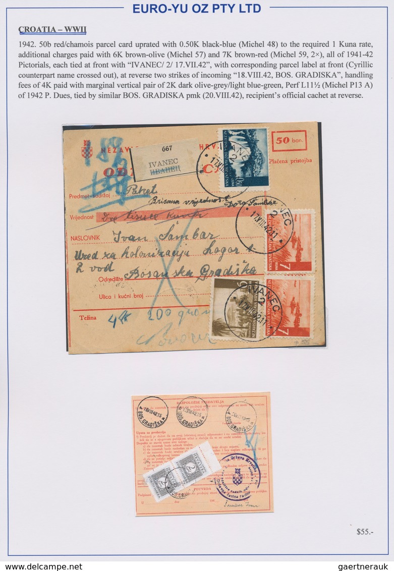 Kroatien: 1941/1945, collection of 48 entires on written up album pages, mainly commercial mail incl