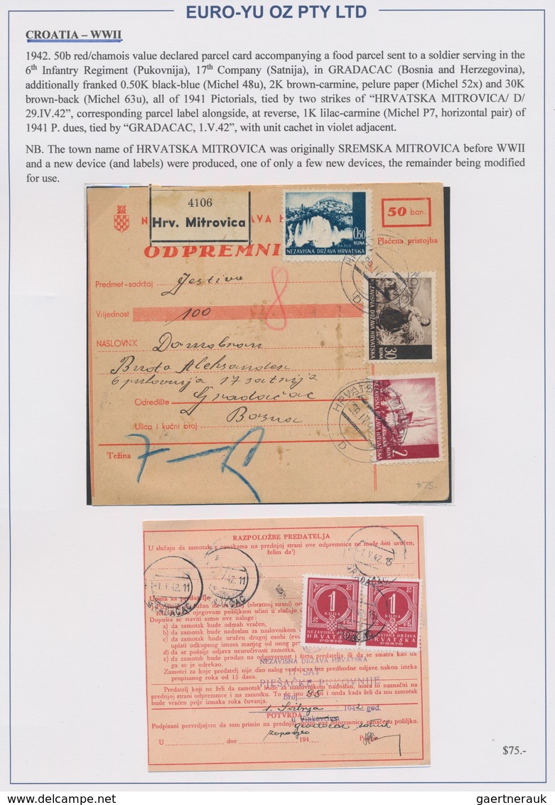 Kroatien: 1941/1945, collection of 48 entires on written up album pages, mainly commercial mail incl