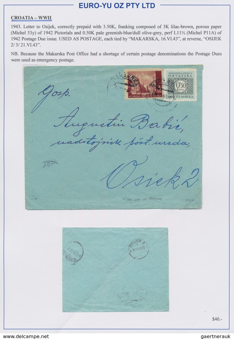 Kroatien: 1941/1945, collection of 48 entires on written up album pages, mainly commercial mail incl