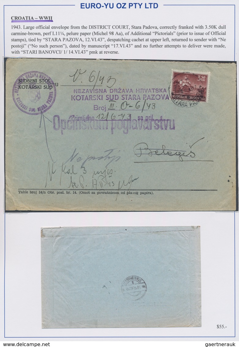 Kroatien: 1941/1945, collection of 48 entires on written up album pages, mainly commercial mail incl