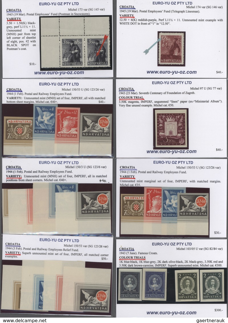 Kroatien: 1941/1945, Mint Assortment On Retail Cards, Incl. A Good Range Of Specialities Like Imperf - Kroatien