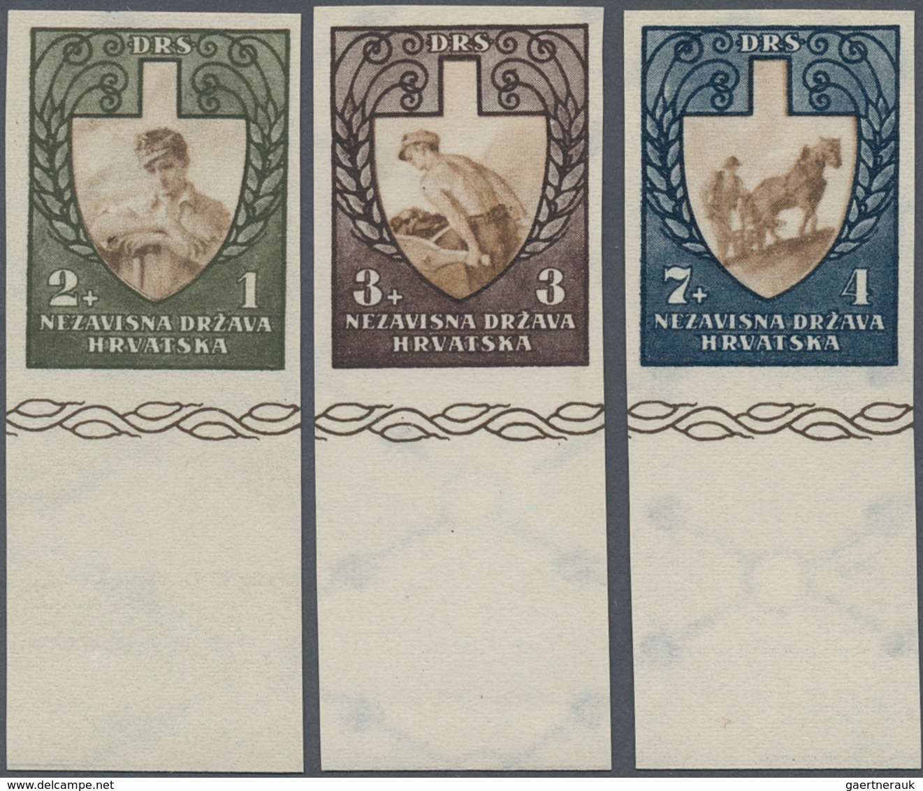 Kroatien: 1943, Labour Front, Group Of Specialities: Complete Set Imperforate, Complete Set Vertical - Croacia