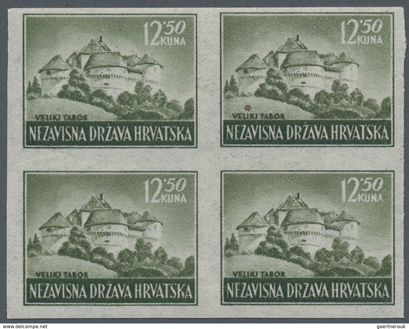 Kroatien: 1943/1944, Definitives "Pictorials" 12.50k. Black-violet "Veliki Tabor Castle", Specialise - Kroatien