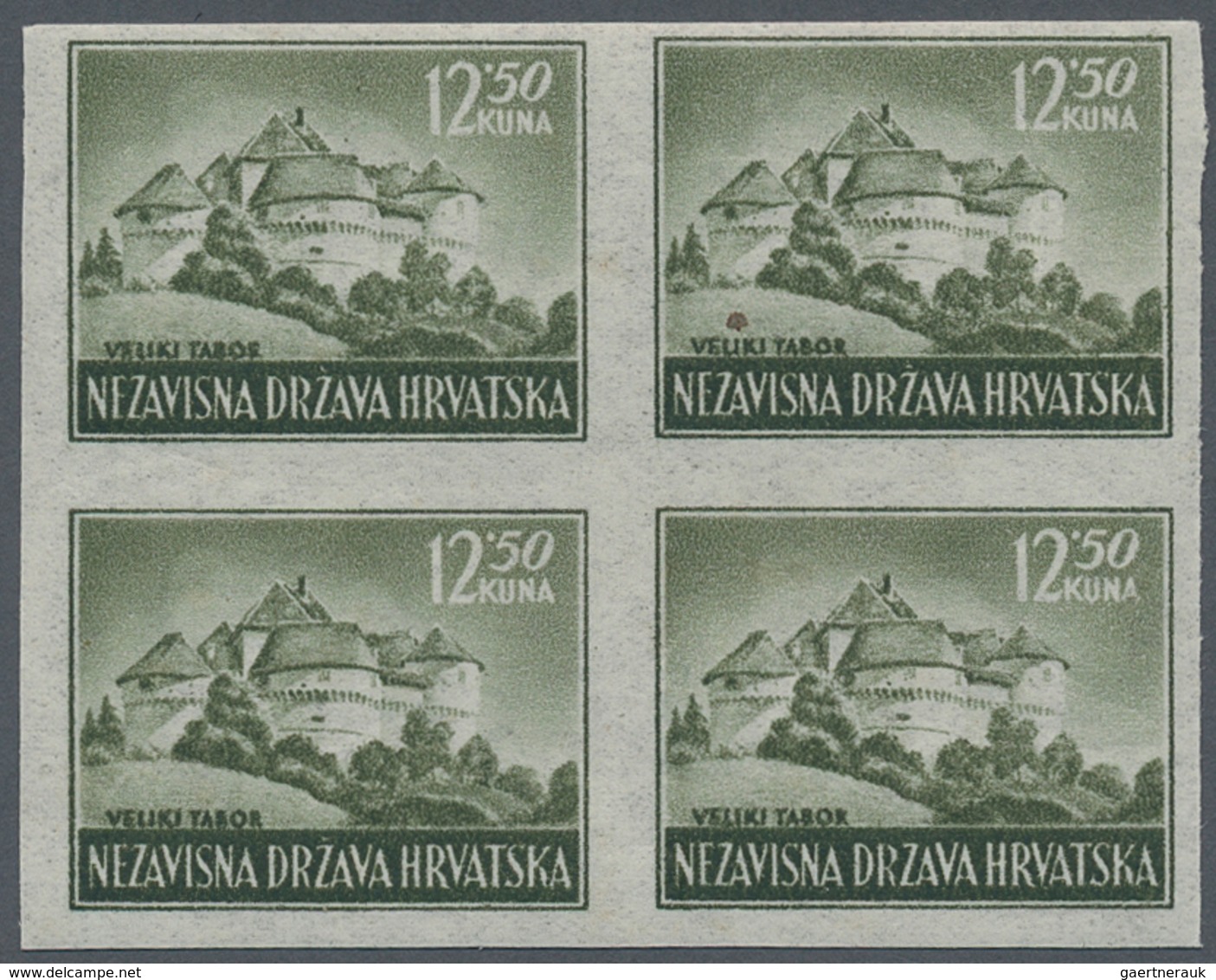 Kroatien: 1943/1944, Definitives "Pictorials" 12.50k. Black-violet "Veliki Tabor Castle", Specialise - Croacia